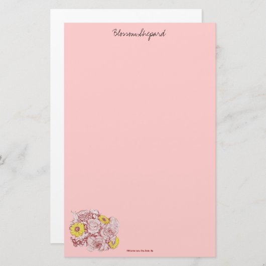 Terra Cotta Esperet Bouquet Briefpapier (Vorne/Hinten)