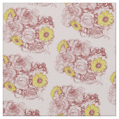 Terra Cotta Espery Daisy Rose Bouquet Stoff (Nahaufnahme)