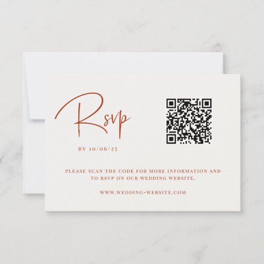 Terra Cotta Fall Floral Wedding QR Code RSVP Karte (Vorderseite)