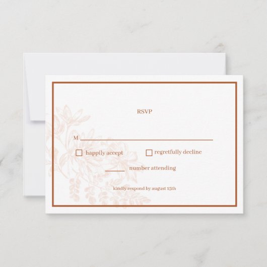 Terra Cotta Floral Simple Wedding RSVP Card Karte (Vorderseite)