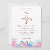 Terra Cotta Floral Wedding Einladung (Vorderseite)