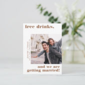 Terra Cotta Funny Free Drinks Foto Save the Date Postkarte (Stehend Vorderseite)