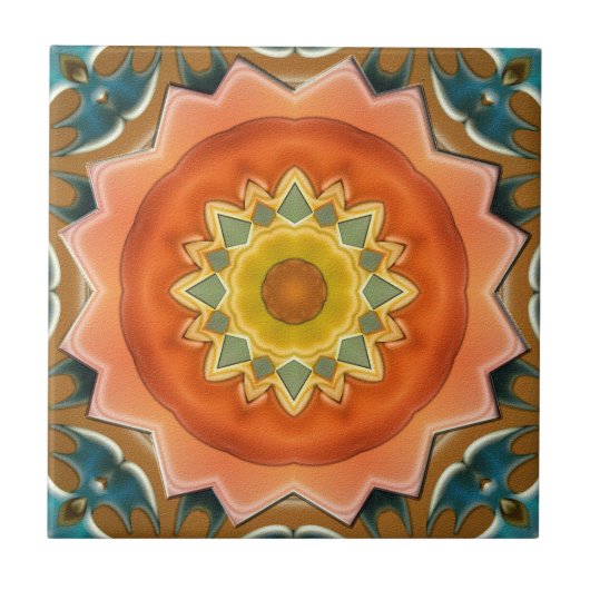 Terra Cotta Geometric Abstract Design Tile Fliese (Vorderseite)