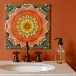 Terra Cotta Geometric Abstract Design Tile Fliese