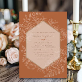 Terra Cotta Geometric Floral Tapestry Wedding Einladung