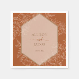 Terra Cotta Geometric Floral Tapestry Wedding Serviette