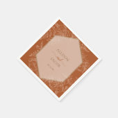 Terra Cotta Geometric Floral Tapestry Wedding Serviette (Ecke)