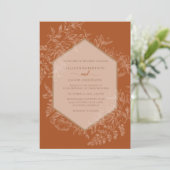 Terra Cotta Geometric Floral Wedding Einladung (Stehend Vorderseite)
