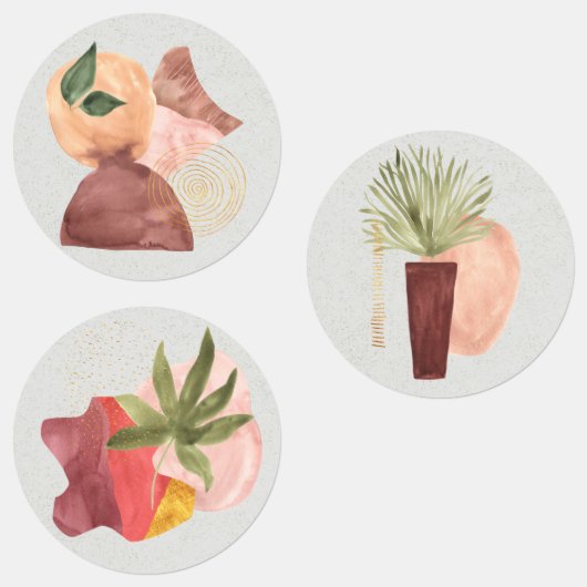 Terra Cotta Gold Glitzer Shapes Botanisches Gesche Etiketten (Gruppe)
