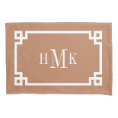 Terra Cotta Greek Key Monogram Standard Kissenbezug (Vorderseite-Links)
