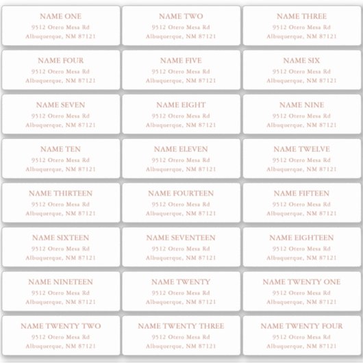 Terra Cotta Guest Address Labels (Vorderseite)