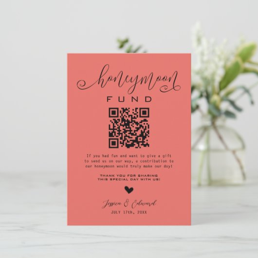 Terra Cotta Honeymoon Fund Qr Code Minimal Modern (Stehend Vorderseite)