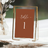 Terra Cotta Minimalistisch Wedding Tischnummer Car