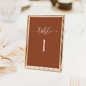 Terra Cotta Minimalistisch Wedding Tischnummer Car