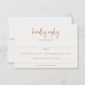 Terra Cotta Moderne Minimalistische Hochzeit RSVP Karte (Vorderseite)