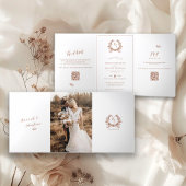 Terra Cotta Monogram Foto QR Code UAWG/ Details Dreifach Gefaltete Karte