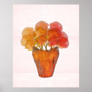 Terra Cotta Orange Rose in Vase Poster