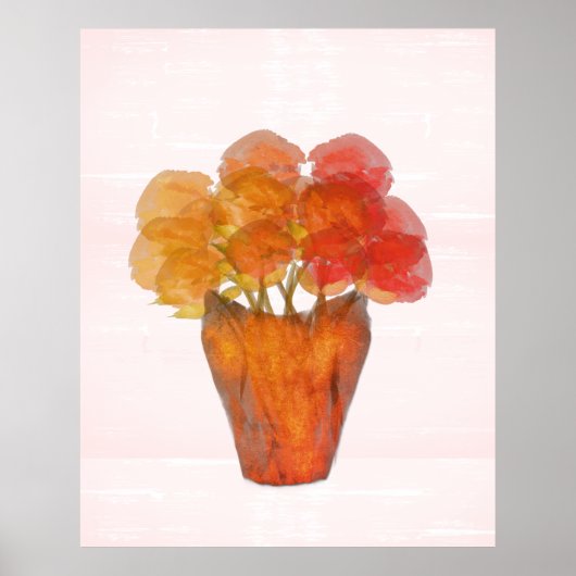 Terra Cotta Orange Rose in Vase Poster (Vorne)