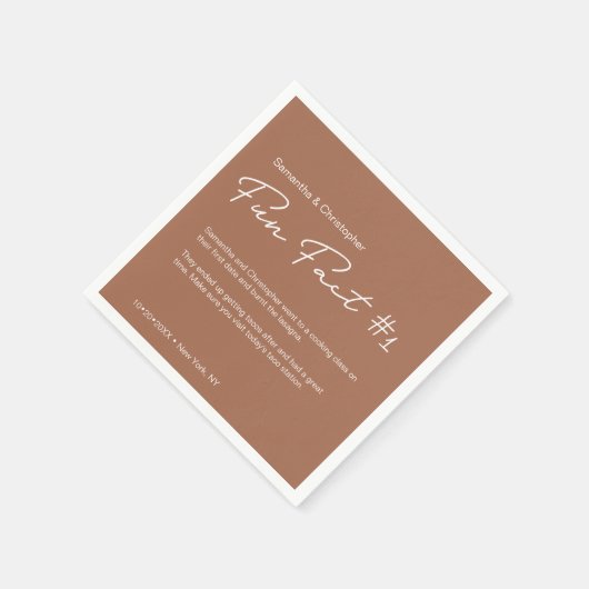 Terra cotta orange Simple Couple Fun Fakt Wedding Serviette (Ecke)