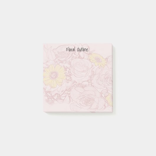 Terra Cotta Outlinet Bouquet Artwork Custom Post-it Klebezettel (Vorderseite)