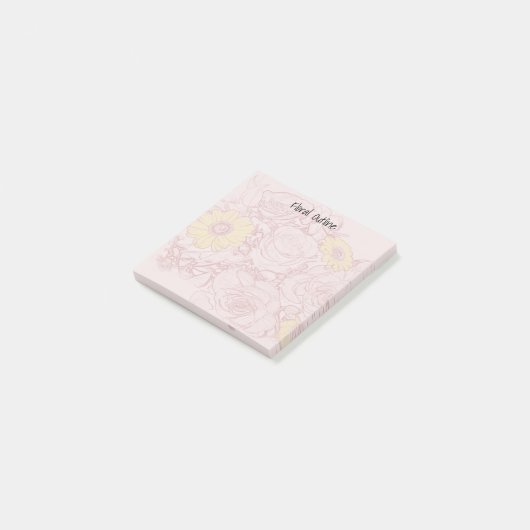 Terra Cotta Outlinet Bouquet Artwork Custom Post-it Klebezettel (angewinkelt)