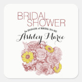 Terra Cotta Outlining Bouquet Artwork Quadratischer Aufkleber (Vorderseite)