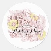 Terra Cotta Outlining Bouquet Brautparty Custom Runder Aufkleber (Vorderseite)