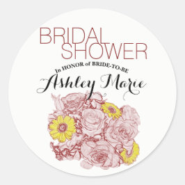 Terra Cotta Outlining Bouquet Runder Aufkleber