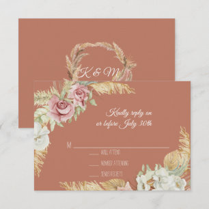 Terra Cotta Pampas Grass Palm Pink Blütenblätterun RSVP Karte