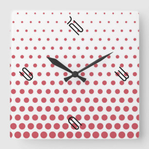 Terra Cotta Polka Dot Modern White Quadratische Wanduhr