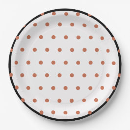 Terra Cotta Polka Dots Black Trim Pappteller
