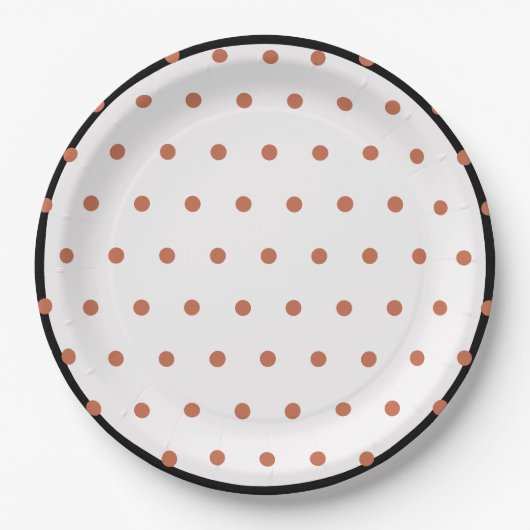 Terra Cotta Polka Dots Black Trim Pappteller (Vorderseite)