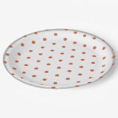 Terra Cotta Polka Dots Gray Trim Pappteller (Schrägansicht)