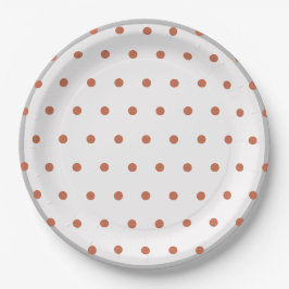Terra Cotta Polka Dots Gray Trim Pappteller