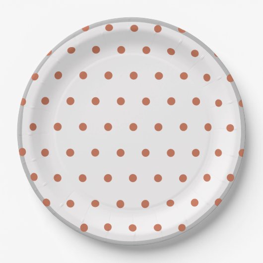 Terra Cotta Polka Dots Gray Trim Pappteller (Vorderseite)
