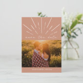 Terra Cotta Script Line Art Wedding Foto Save The Date (Stehend Vorderseite)
