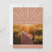 Terra Cotta Script Line Art Wedding Foto Save The Date (Vorderseite)