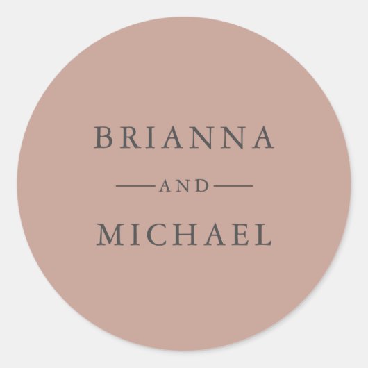 Terra-Cotta Simple Elegante Wedding Bride and Groo Runder Aufkleber (Vorderseite)