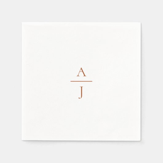 Terra Cotta Simple Monogram Wedding Napkins Serviette (Vorderseite)