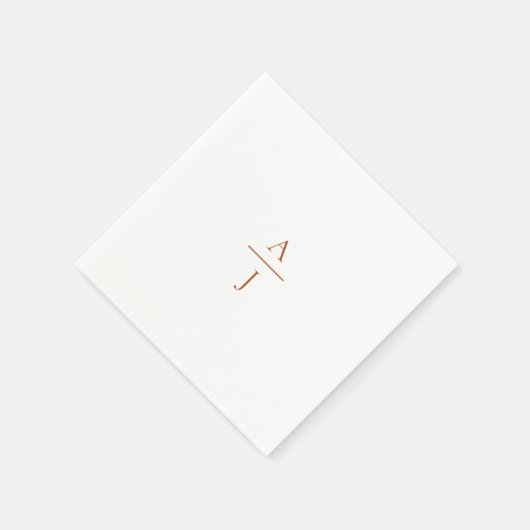 Terra Cotta Simple Monogram Wedding Napkins Serviette (Ecke)