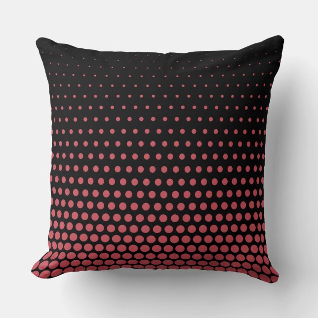 Terra Cotta Techno Dots Modern Black Kissen (Vorderseite)