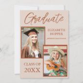 Terra Cotta Then and Now Foto Abschluss Einladung (Vorderseite)