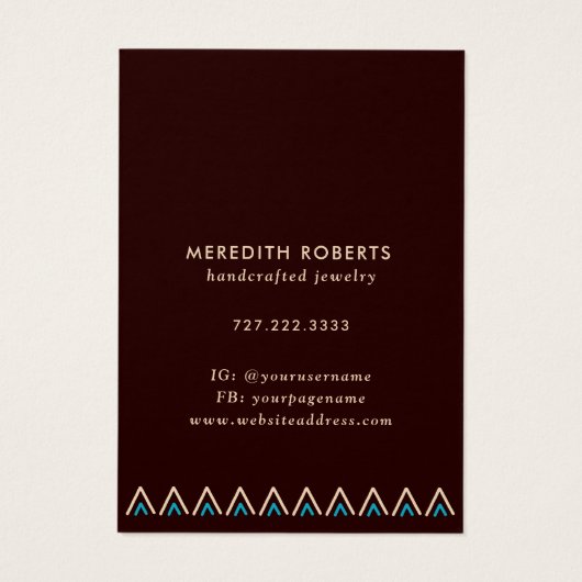 Terra Cotta Turquoise Tribal Earring Display Card (Rückseite)