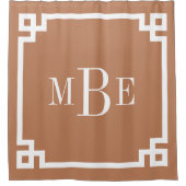 Terra Cotta und der weiße griechische Schlüssel |  Duschvorhang (Vorderseite)