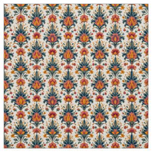 Terra Cotta und Green Vintag Damask Stoff