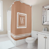 Terra Cotta und White Classic Square Monogram Duschvorhang (Beispiel)