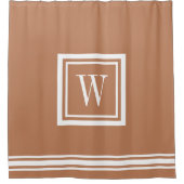 Terra Cotta und White Classic Square Monogram Duschvorhang (Vorderseite)
