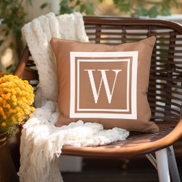 Terra Cotta und White Classic Square Monogram Kissen