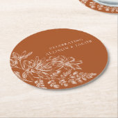 Terra Cotta und White Floral Wedding Runder Pappuntersetzer (Angewinkelt)