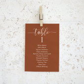 Terra Cotta Wedding Table Chart Card Card Karte